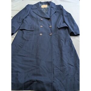 Pendleton Women's Vintage 100% Virgin Wool Navy Blue Trench Coat Size 10